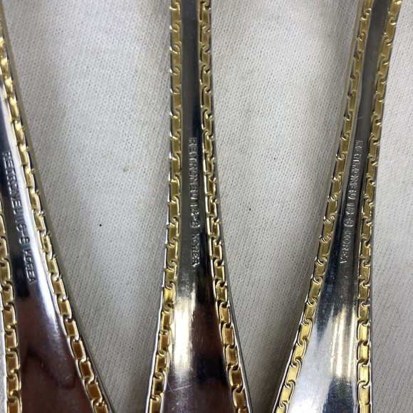3 Retroneu GOLD ACCENT Chain 6”Spoons 18/8 Korea Stainless Flatware-GreatQuality - Picture 9 of 11